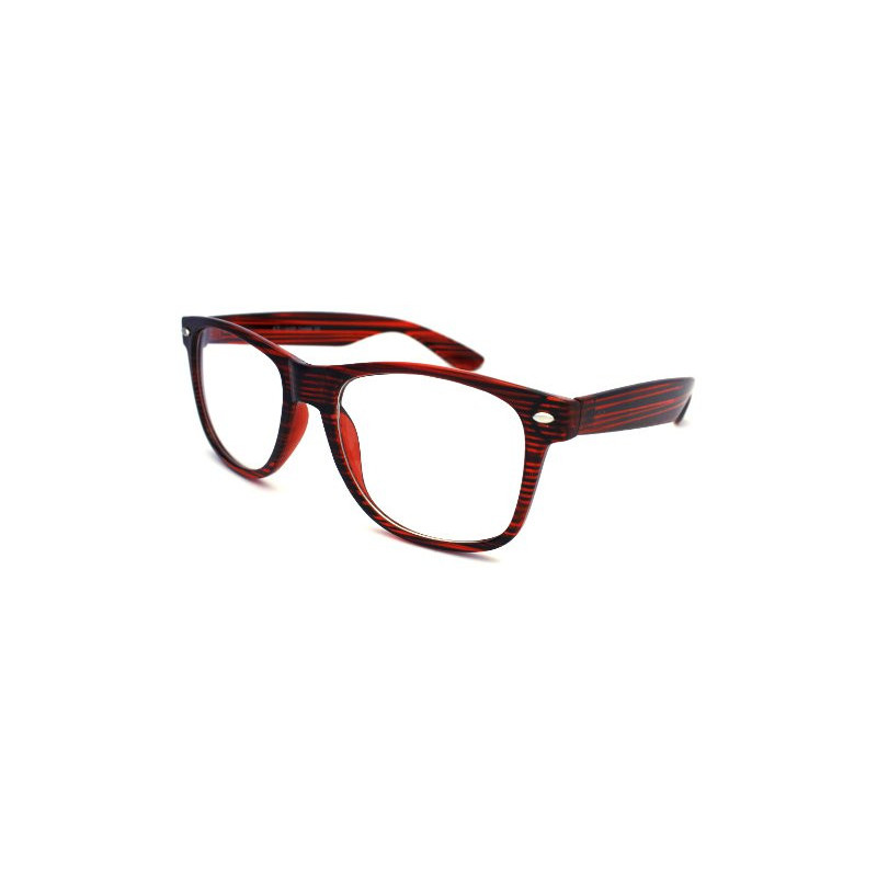 Nerd Brille Wayfarer Ice Stripe Clearlens red