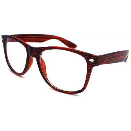 Nerd Brille Wayfarer Ice Stripe Clearlens red