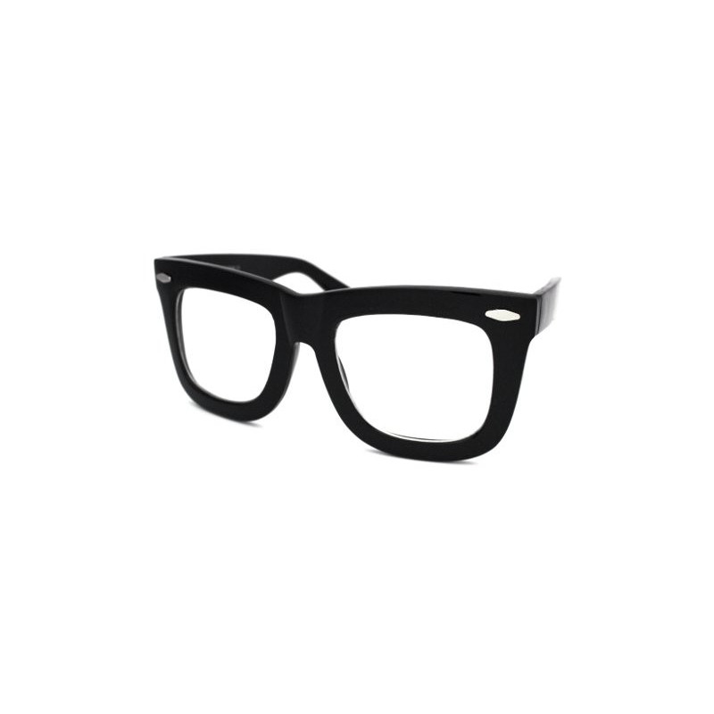 Horn Frame Wayfarer Geek Brille Nerd Style Clearlens black