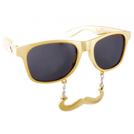 SunStaches® GLAMOUR Schnauz Sonnenbrille gold/smoke