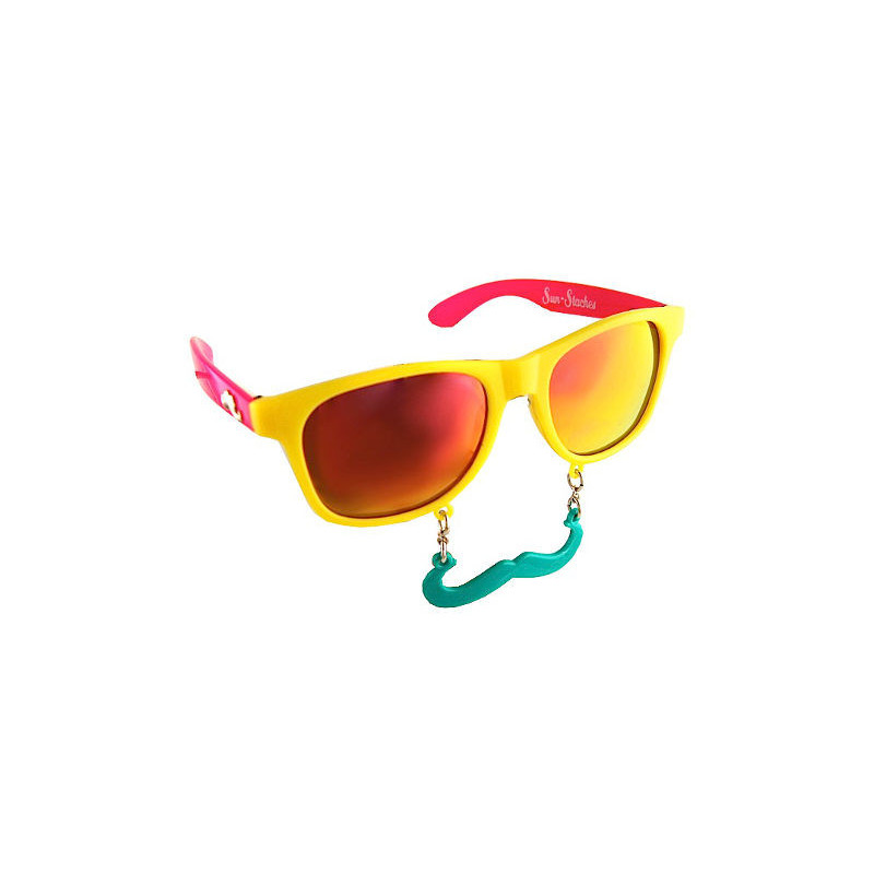 SunStaches® TROPICAL Schnurrbart Sonnenbrille gelb/revo