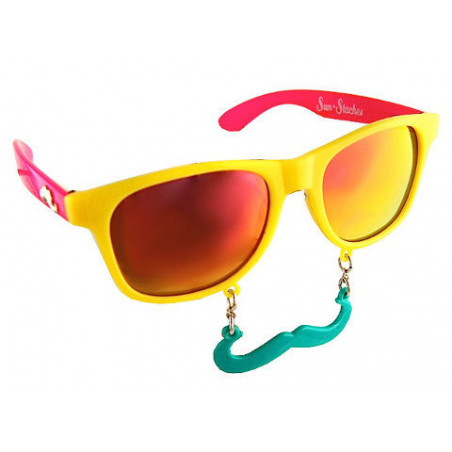 SunStaches® TROPICAL Schnurrbart Sonnenbrille gelb/revo