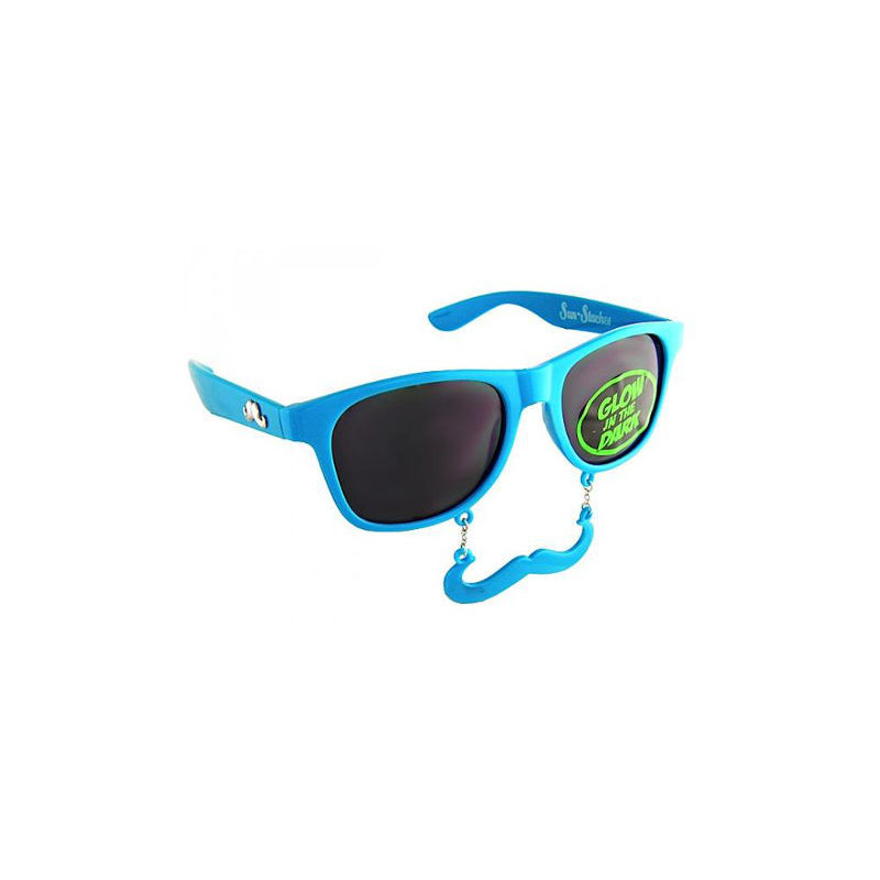 SunStaches® GLOW Schnauz Partybrille blau/smoke