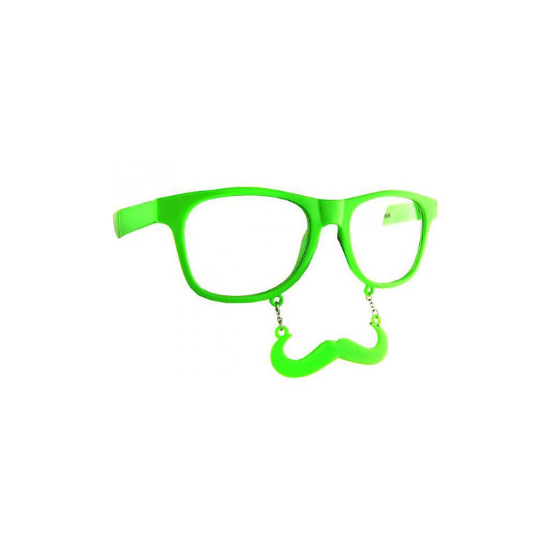SunStaches® GLOW Schnauz Partybrille grün/klar