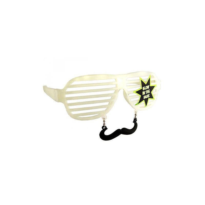 SunStaches® SHUTTER Schnauzbrille leuchtet i.d. Nacht weiss