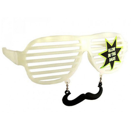 SunStaches® SHUTTER Schnauzbrille leuchtet i.d. Nacht weiss