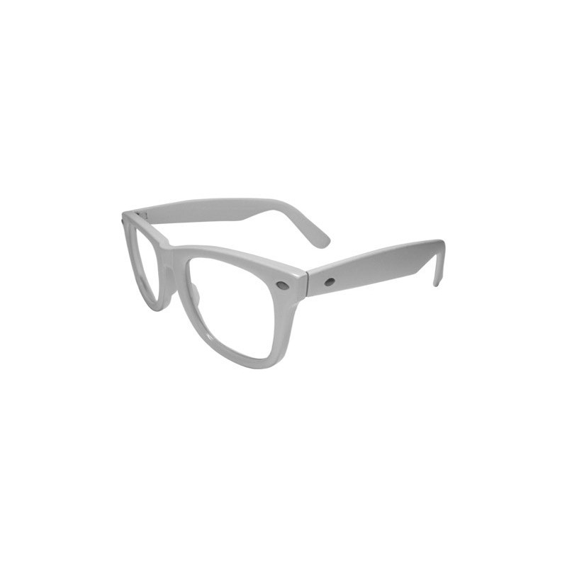 Nerd Brille II Wayfarer Blues Brothers Clear Lens white