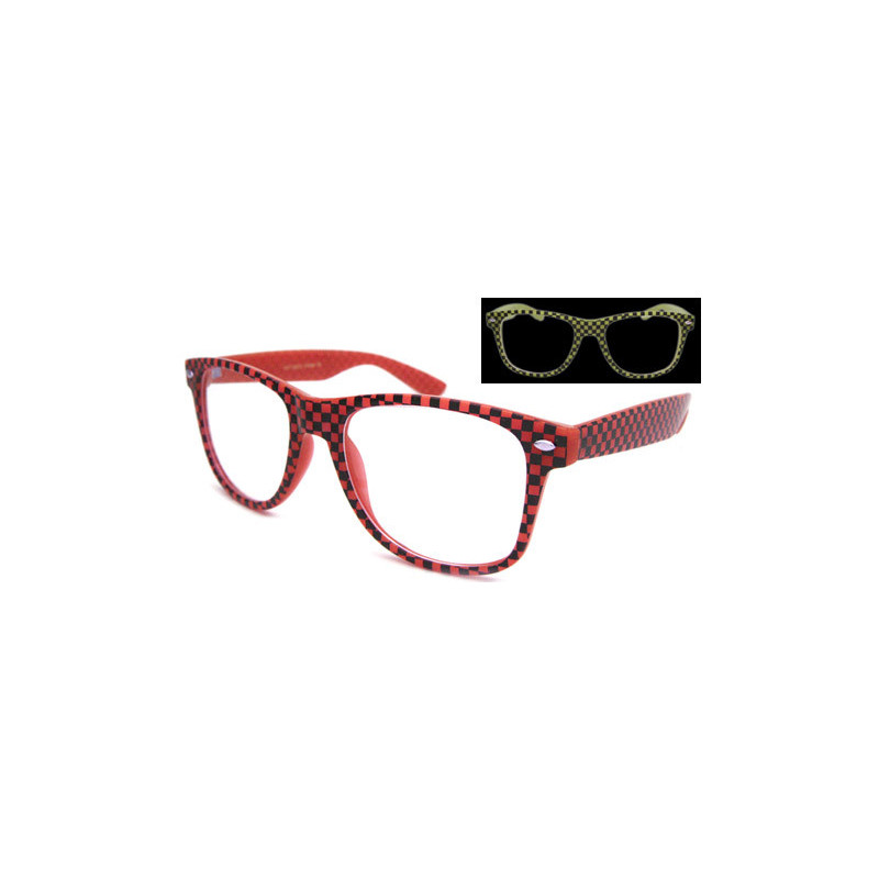 Glow Checkers Wayfarer Party Brille leuchtet in der Nacht pink