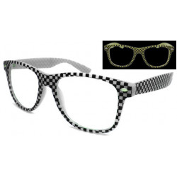 Glow Checkers Wayfarer Party Brille leuchtet in der Nacht white