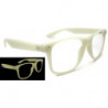 Glow Nerd Wayfarer Party Brille leuchtet in der Nacht white