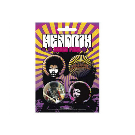 Jimi Hendrix Pins 4 Stück Ansteck-Buttons Psychedelic II