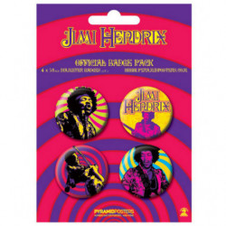 Jimi Hendrix Pins 4 Stück Ansteck-Buttons Psychedelic I