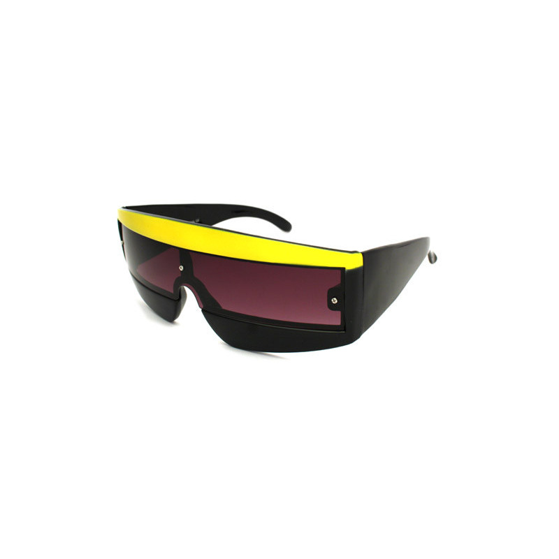 Square Window Retro Sripes Trend Sonnenbrille black-yellow