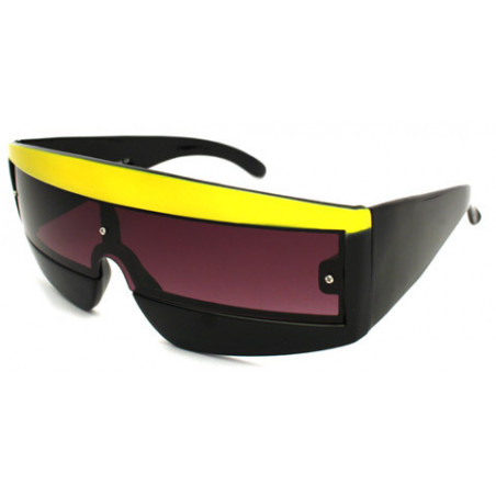 Square Window Retro Sripes Trend Sonnenbrille black-yellow