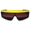 Square Window Retro Sripes Trend Sonnenbrille black-yellow