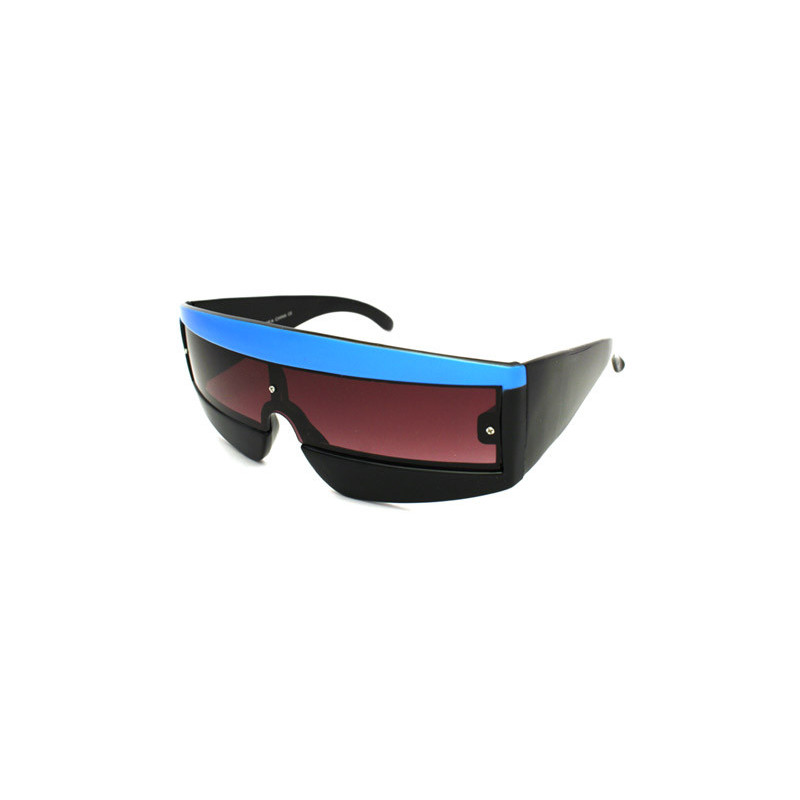 Square Window Retro Sripes Trend Sonnenbrille black-blue