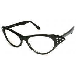 Damen CatEye Strass Glamour Brille mit klaren Gläsern schwarz