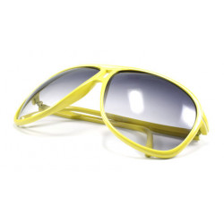 Lunettes de soleil Miami Style squarecut stripe Aviator jaune