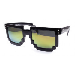 Lunettes de soleil Gamer Retro 8Bit Pixel Party noir jaune revo