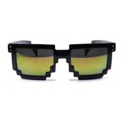 Lunettes de soleil Gamer Retro 8Bit Pixel Party noir jaune revo