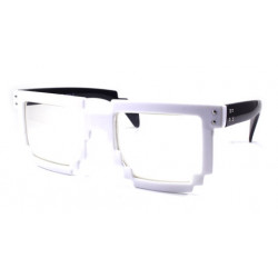 Lunettes de soleil 8-Bit Nerd Pixel blanc noir