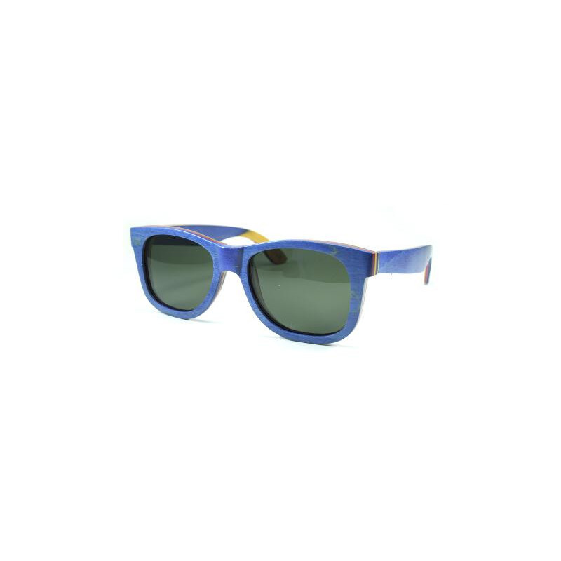 Polarisierte Skateboard Holz Wayfarer Sonnenbrille blau