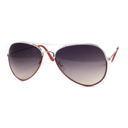 Bicolor Aviator Sonnenbrille Pilotenbrille weiss rot