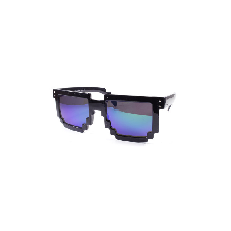 Gamer Retro 8Bit Pixel Party Sonnenbrille schwarz türkis revo