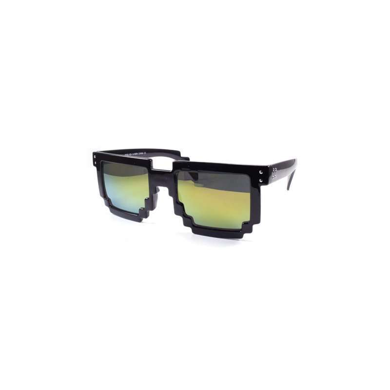 Gamer Retro 8Bit Pixel Party Sonnenbrille schwarz gelb revo