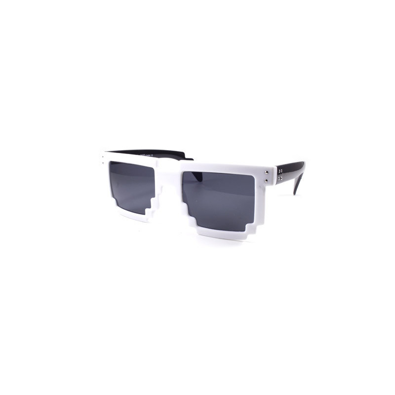 Pixel Retro Gamer Sonnenbrille weiss schwarz