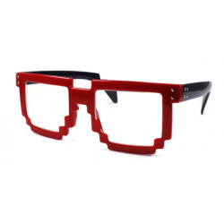 8-Bit Nerd Pixel Sonnenbrille rot schwarz