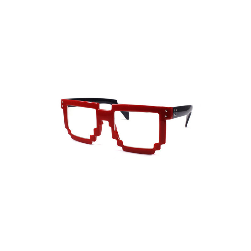 8-Bit Nerd Pixel Sonnenbrille rot schwarz