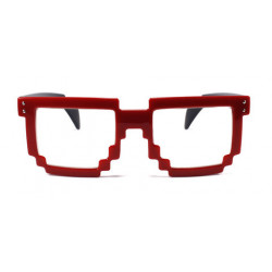 8-Bit Nerd Pixel Sonnenbrille rot schwarz