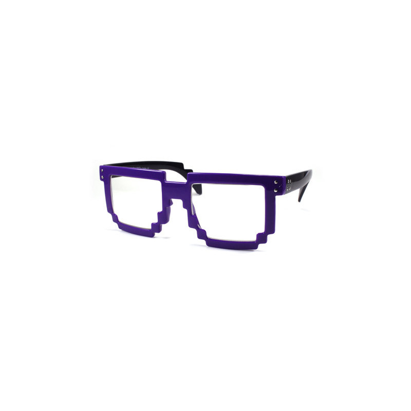 8-Bit Nerd Pixel Sonnenbrille purple schwarz