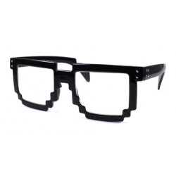 8-Bit Nerd Pixel Sonnenbrille schwarz