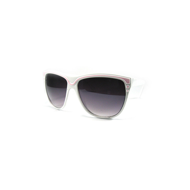 Retro Fashion Wayfarer Sonnenbrille striped weiss pink