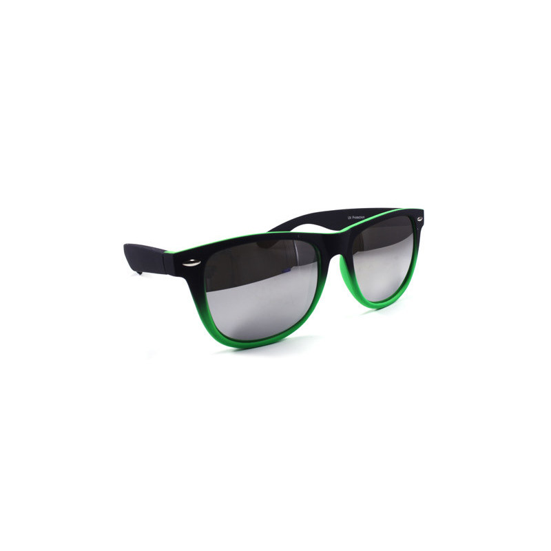 Verspiegelte Bicolor Wayfarer Sonnenbrille rubber grün