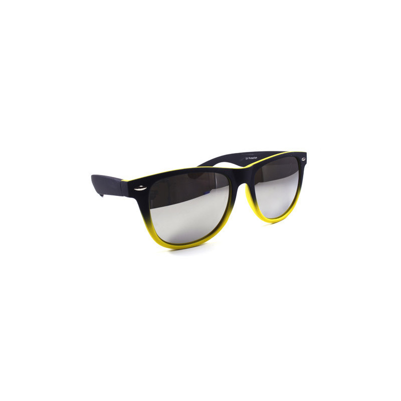 Verspiegelte Bicolor Wayfarer Sonnenbrille rubber gelb