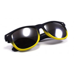Verspiegelte Bicolor Wayfarer Sonnenbrille rubber gelb